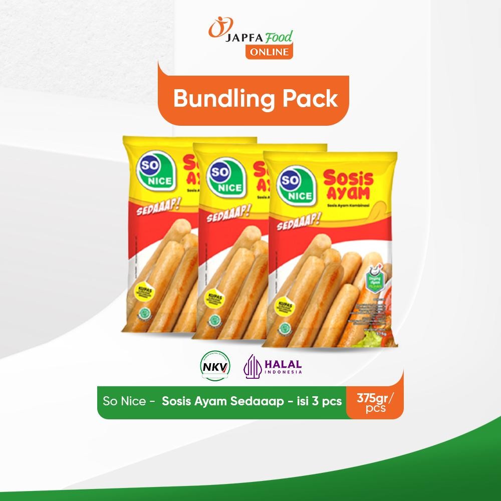 So Nice Sosis Ayam Sedaaap 375gr - Isi 3 pack