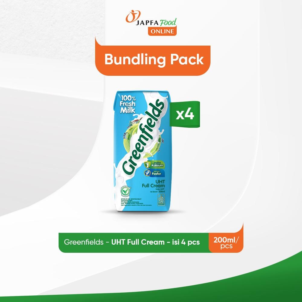 

Greenfields Susu UHT Full Cream 200 ml - isi 4 pcs -100% Fresh Milk dari Greenfields Farm