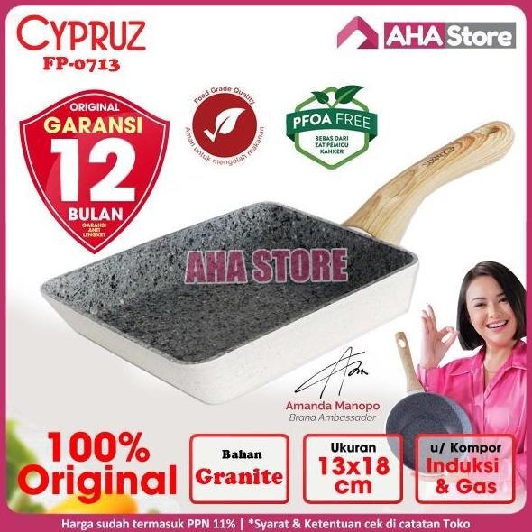 Cypruz Fry Egg Pan Tamagoyaki Omelette Pan Wajan Omlet Kotak White Granite FP-0713