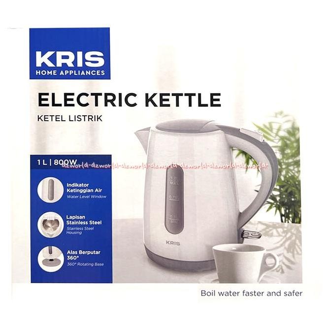 Kris Water Kettle Teko Listrik Pemanas Air Cerek Listrik 1Liter Ketel Peralatan Putih