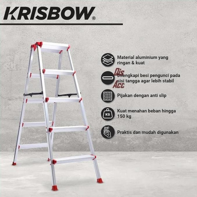 KRISBOW Tangga Lipat Aluminium Wide 5 Step - Merah