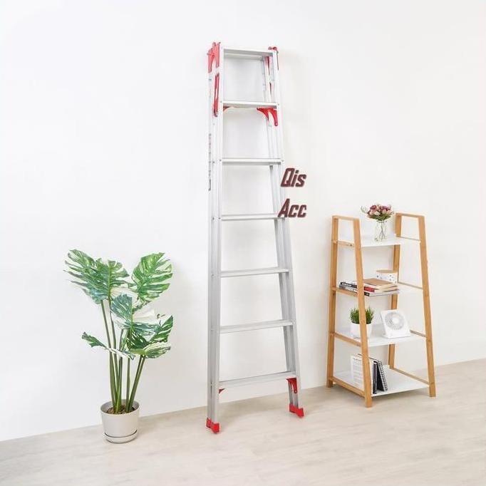 KRISBOW 2 In 1 Tangga Lipat Aluminium Multifungsi 7 Step 2.08 Mtr