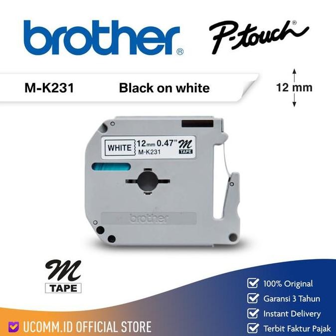 

BEBAS ONGKIR - Brother Label Tape MK-231 12mmx8m Black on White MK231 M-K231 Original