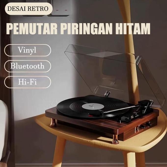 Pemutar Piringan Hitam Vinyl Player Turntable Vinyl Record Player Multifungsi Speaker Bluetooth