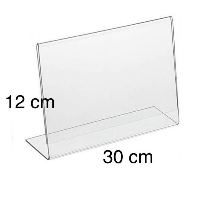 

New Acrylic tent card L/ tempat brosur 2mm uk T 12 x P 30 cm