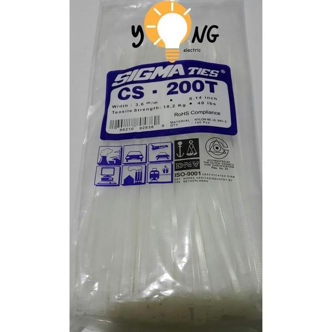 

New Kabel Ties / Kabel Tis / SIGMA / CS200T / CS-200T / 200x3.6 Putih