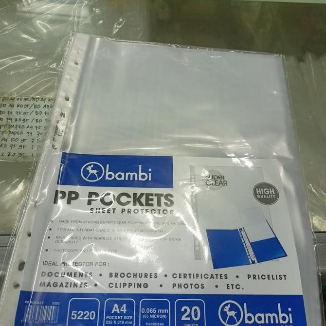

New PP POCKETS BAMBI A4 PER SHEETS