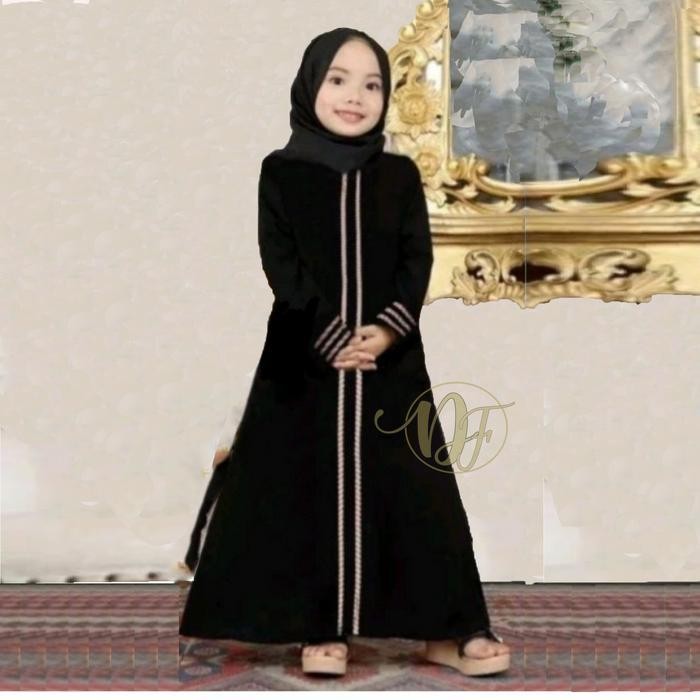 Kif Gamis Anak 3-12 Tahun Abaya Turkey Jetblack / Pakaian Muslim Anak / Dress Muslimah Anak / Dress 