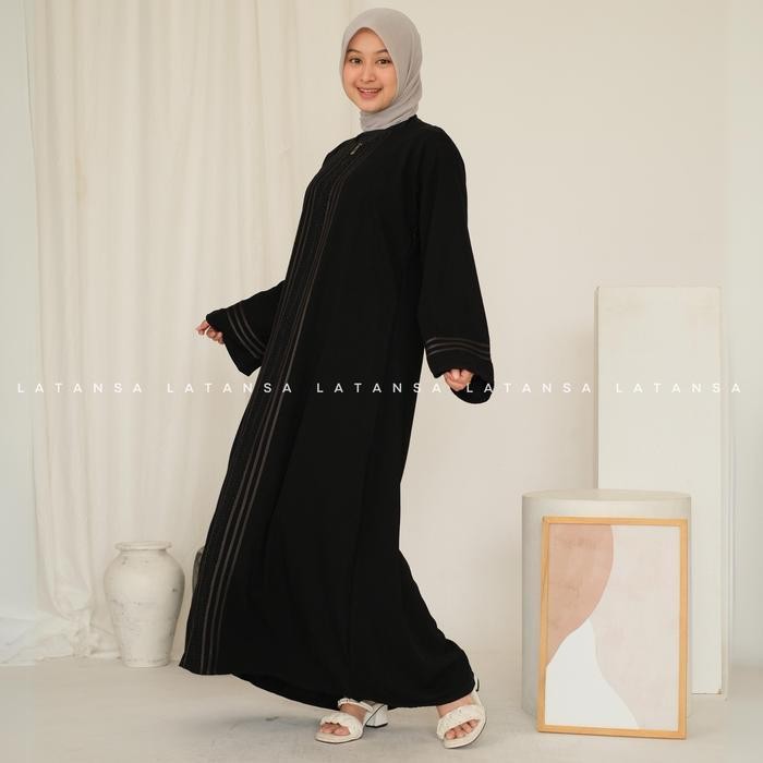 Abaya Aswad 2 Hitam Turkey Gamis Hitam Syari Muslimah  Mewah Muslim Dress Wanita Dewasa Remaja Pesta