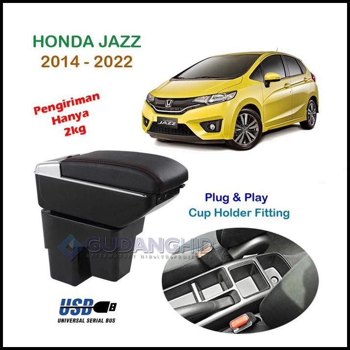 Armrest Honda Jazz 7 USB Port Charger + LED Mobil GK5 2015 - 2022