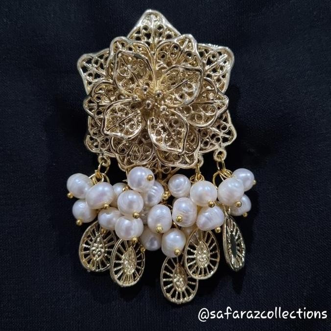 Bros Liontin Mutiara Air Tawar Asli / Bros Kebaya HS