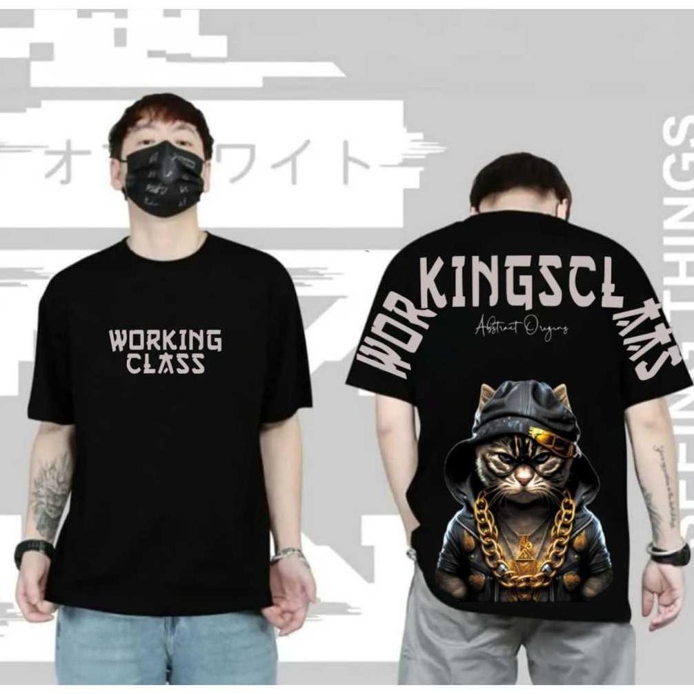Promo T-Shirt Distro Cat Kucing Working Clas Kaos Sablon Tulisan Di Punguig Keren Kekiniankaos Kucin