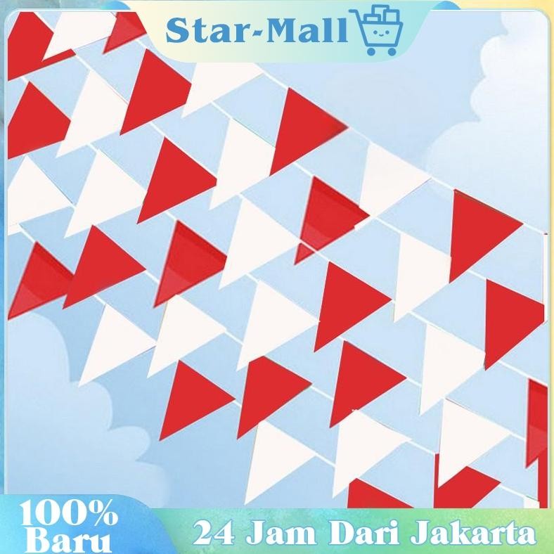 10Pcs Bendera Merah Putih Bendera Kain Segitiga Bunting Flag Bendera 17 Agustusan Bendera Indonesia
