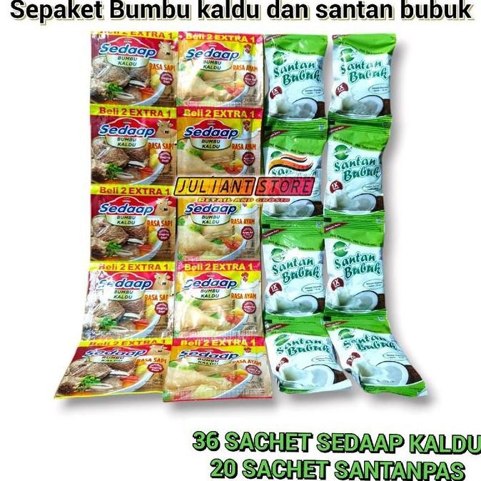 

Sepaket Bumbu Dapur 36 Sachet Sedaap Bumbu Kaldu dan 20 Sachet Santanpas