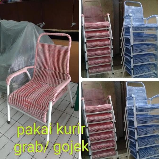 kursi santai besi tali plastik