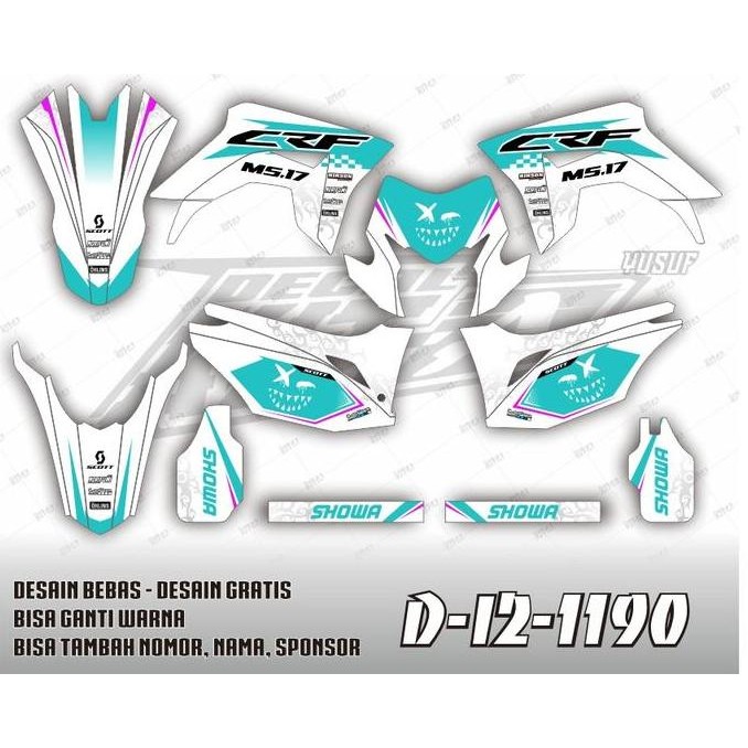 Decal Sticker - Stiker Dekal Honda CRF 150 L MOTIF SIMPLE PUTIH TOSCA I2-1190