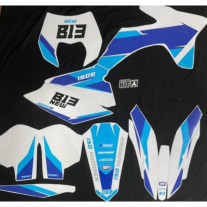Decal stiker KTM 250 desain warna simple biru putih D-B5-020