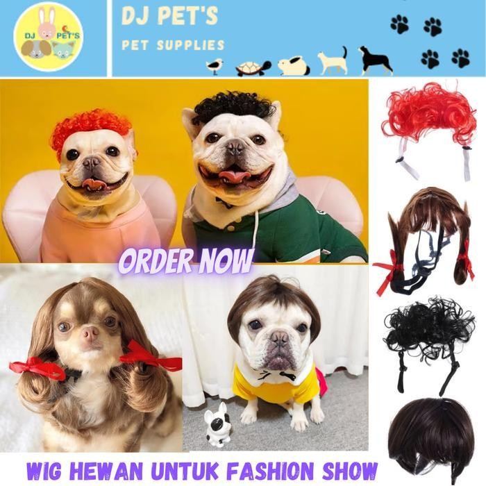 PZM wig anjing dan wig kucing kostum rambut palsu hewan PET4052