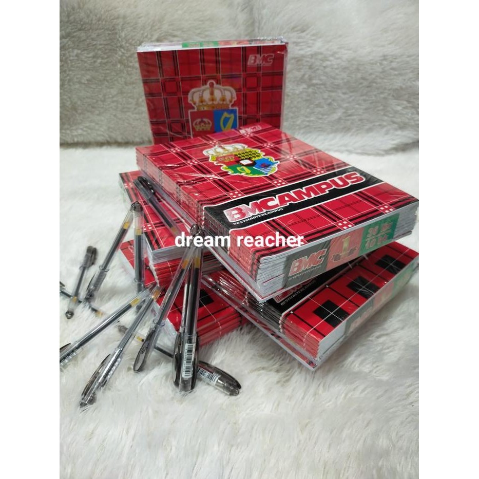 

WSS ( PROMO PAKET LENGKAP ) 10 BUKU BMCAMPUS ISI 36 LEMBAR + 2 PULPEN JOYCO GEL OIL + 6 PENSIL 2B + 3 PENGHAPUS JOYCO Stationery