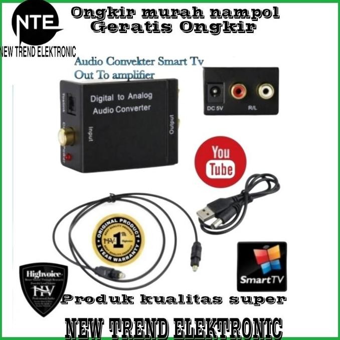 Original.. Alat Convekter Audio Smart Tv Out To Power Amplifier Buat Karaoke