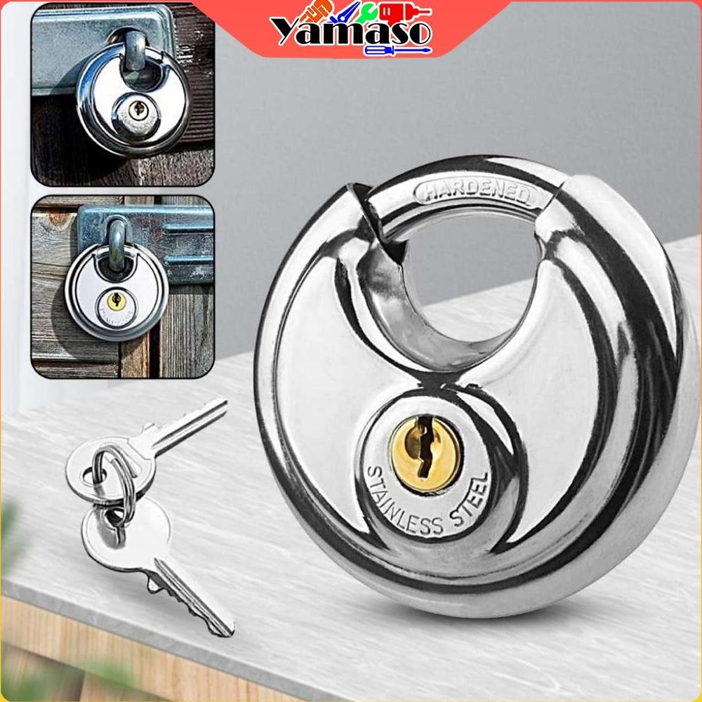 (Terbaru) Gembok Bulat Padlock Stainless 70 Mm - Gembok Cakram 70mm - 70mm Kunci Gembok Bulat Anti M