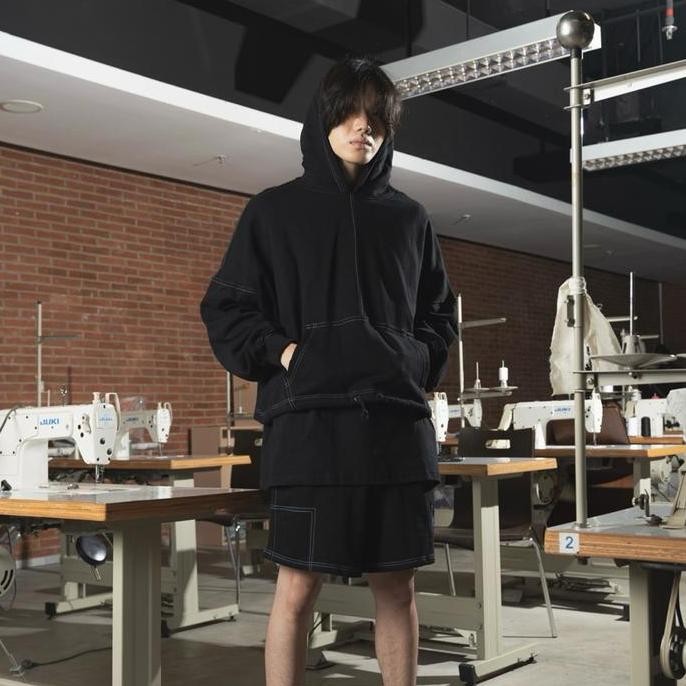 FAITH FADE Academia - Pokey Contrast Stitch Boxy Hoodie TA