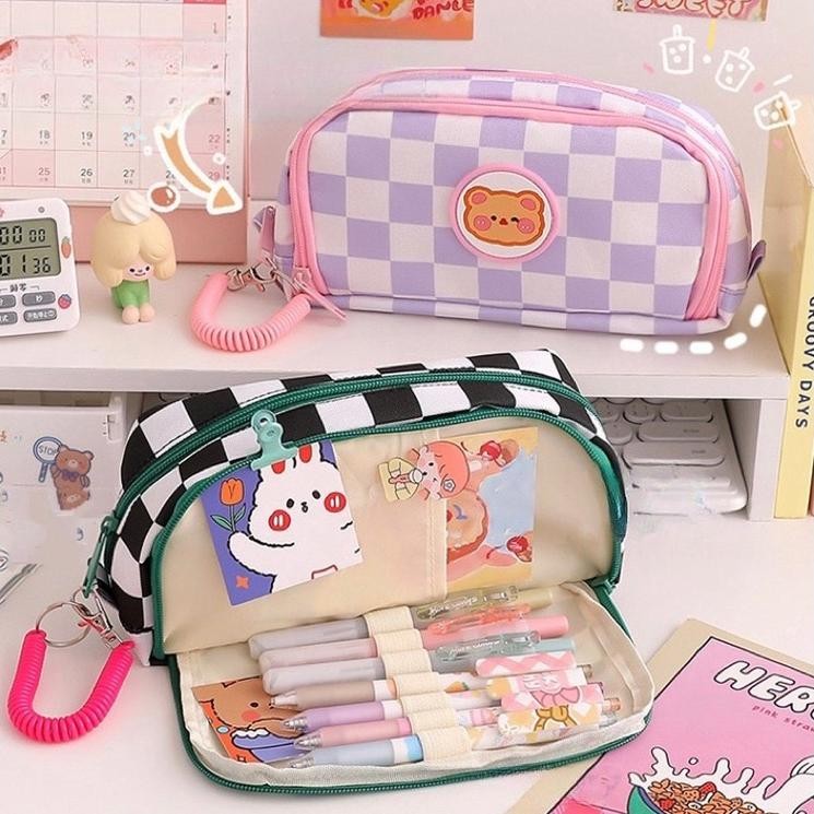 

Promo Kensho Kotak Pensil Sleting Korea Aesthetic Lucu Import / Pencil Case/Premium/Plaid / Zipper/ Kompartmen/ Imut/ Cute/ Kelinci/ Rabbit/ Bear Mb-64