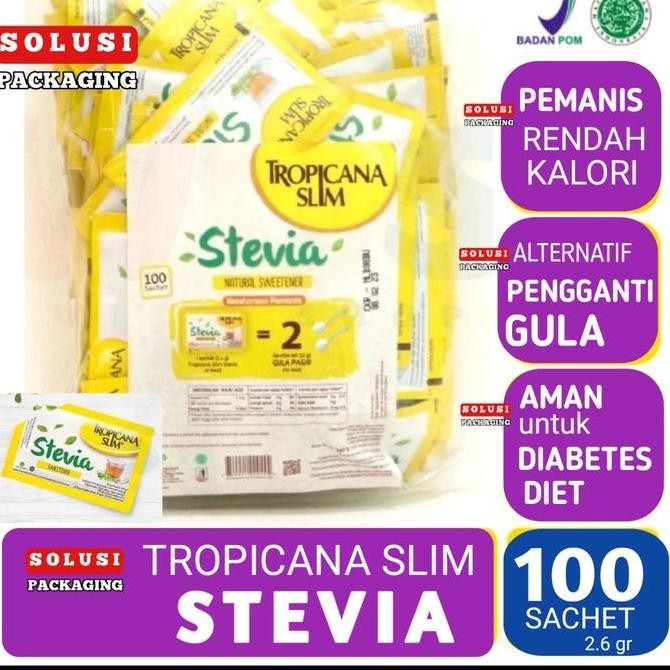 

TROPICANA SLIM STEVIA 100pc Sweetener | gula diet diabet sachet hotel