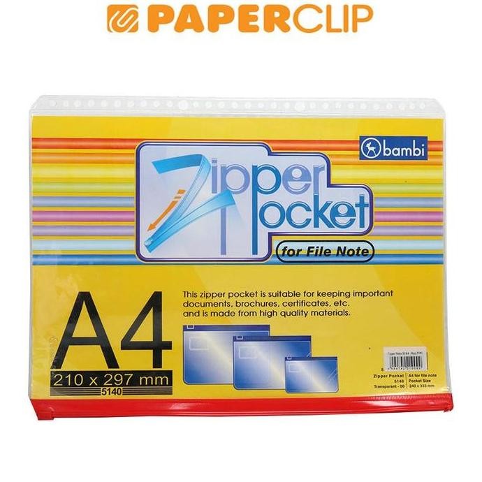 

Original Map Zipper Pocket File A4 Bambi 5140 Folder Resleting