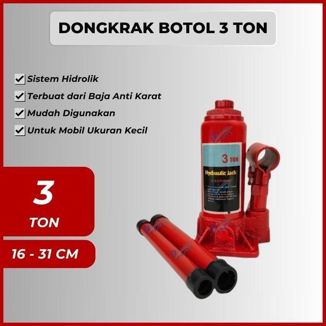Dongkrak Botol 3 Ton Hydraulic Jack Untuk Mobil Kecil