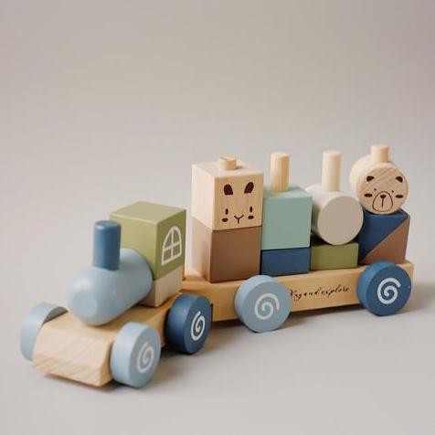 Train Stacking Blocks Wooden