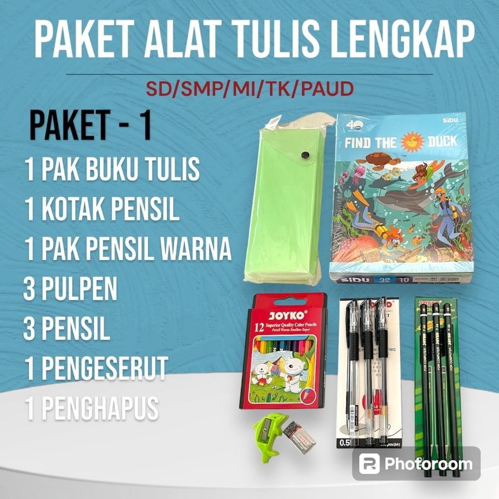 

Siap Kirim Paket Alat Tulis Sekolah SD SMP SMA - Lengkap Buku Tulis & ATK