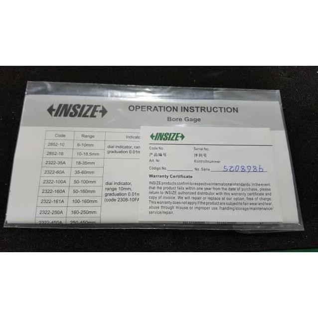Insize Dial Bore Gage / Bore Gauge 2322-60A Original Insize Kode 5431