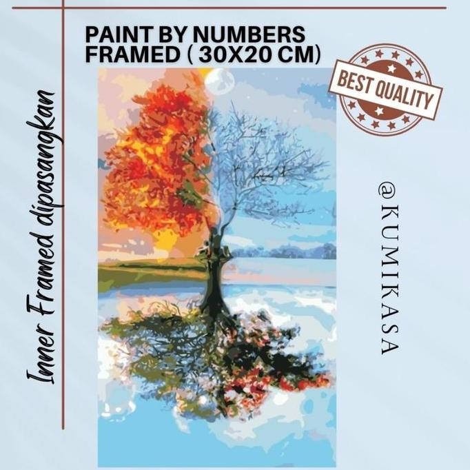 

Diy Painting By Number 30X20Cm Kerajinan Tangan - Four Seasons Tree