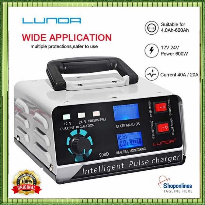 Cas Aki Mobil / Charger Aki Mobil Motor 400W 12V/24V 400 Ah + Lcd