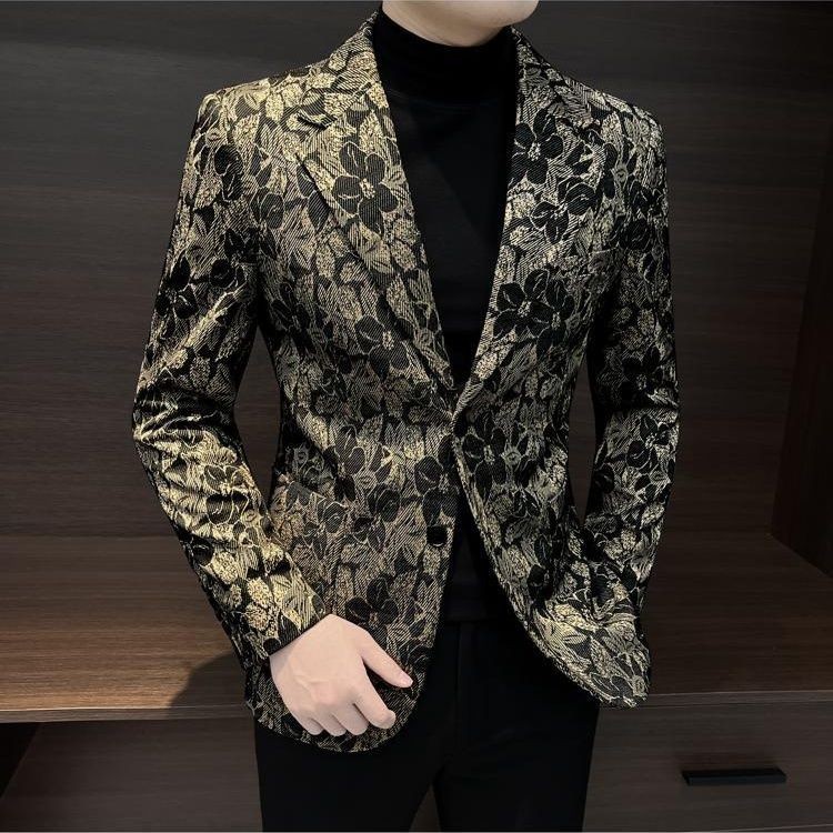 Jaket Jas Kasual Pria Jacquard