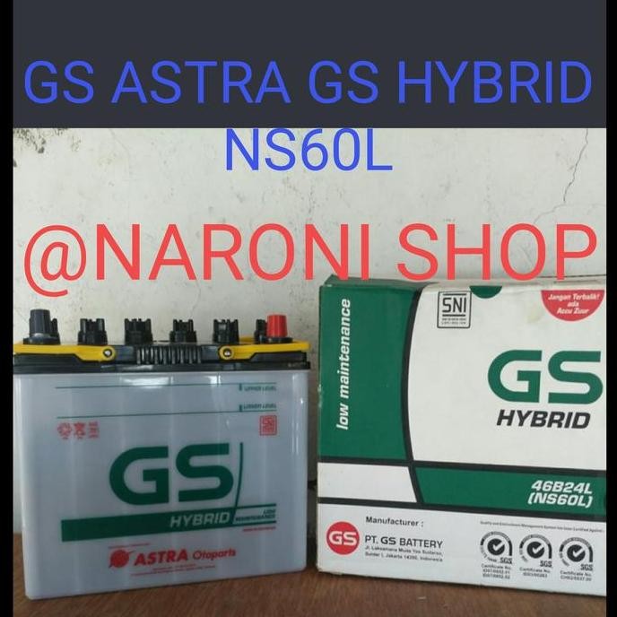 Aki Mobil Gs Astra Ns60L Aki Basah ( Gs Hybrid) 12V / 45Ah