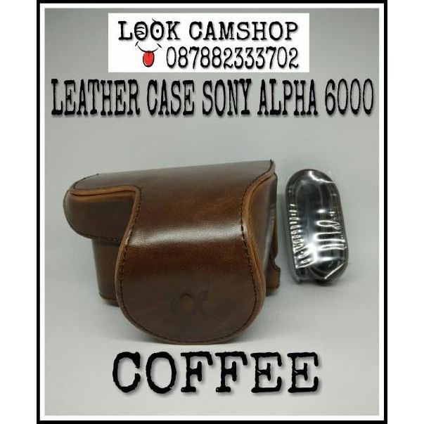 Terbaru Leather Case Cover Camera Bag Tas Kamera Sony Alpha 6000 A6000 Coffee