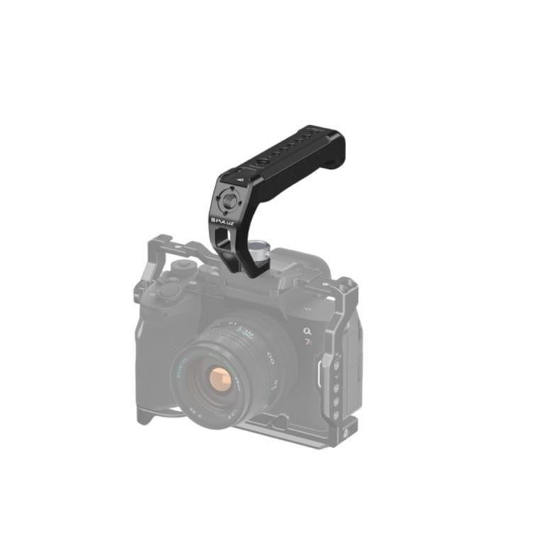 WIYUNG PULUZ Arri Metal Silicone Top Handle with Cold Shoe Mount for Mirrorless Camera Cage Stabiliz