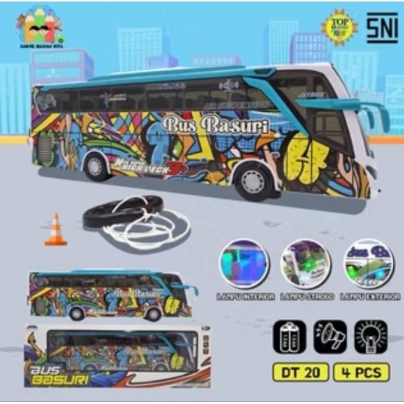 Xct-2328 Mainan Bus Basuri Telolet Versi Jumbo / Mainan Miniatur Bus Oleng Basuri Viral