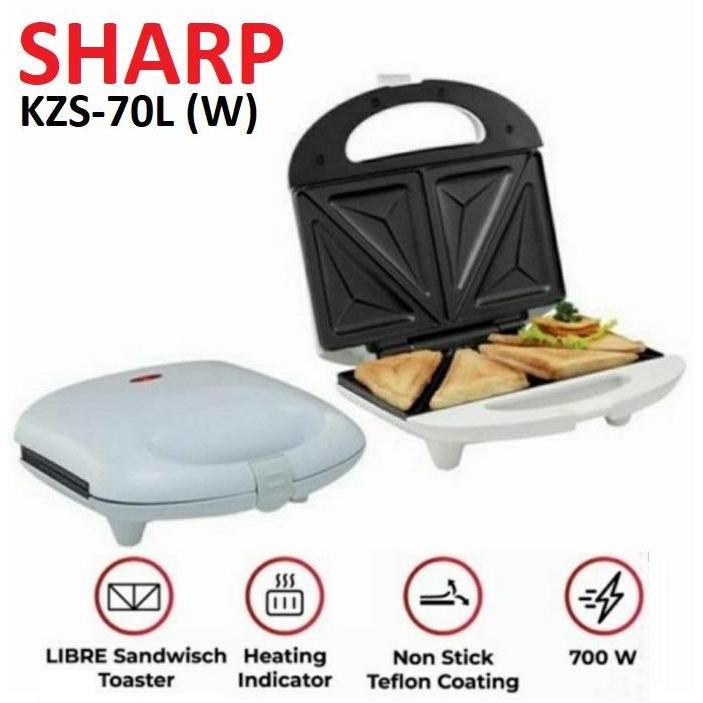 Toaster Sharp 70L (W) Pemanggang Roti Electrik Toaster Sandwich Low Watt