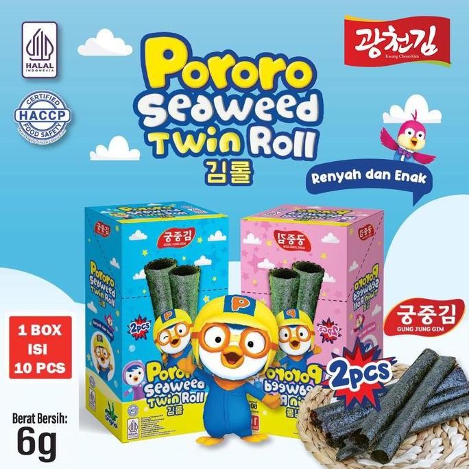 

JB (HALAL) PORORO SEAWEED TWIN ROLL 1 BOX / SNACK DOUBLE NORI ROLL / SNACK RUMPUT LAUT 6 GR None