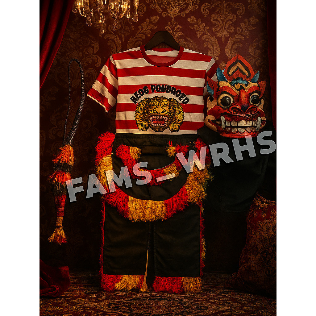 

FAMS WRHS Set Kostum Reog Ganongan Barongan Anak Barongan Spons dan Pecut Mainan Tradisional Anak
