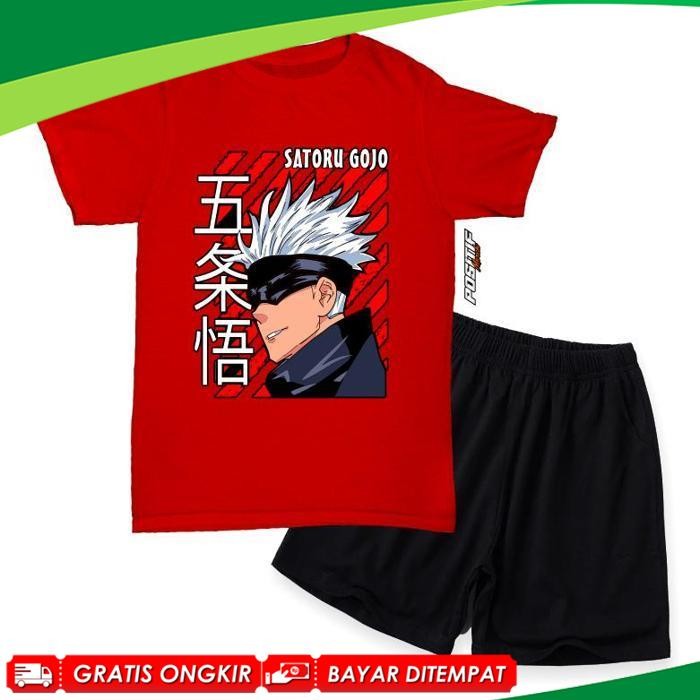 (Terbaik) Baju Kaos Anak Setelan Anime Satoru Gojo Laki Perempuan Hx-55