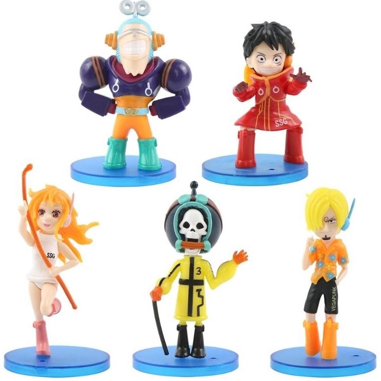 Terlaris Action Figure One Piece Kru Mugiwara Luffy Nami Franky Brook Sanji Egghead Version Chibi La