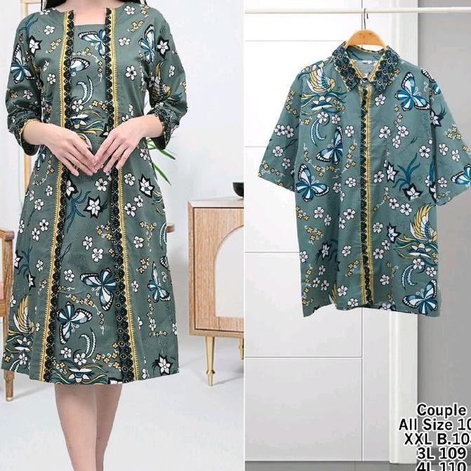 COUPLE DRESS DAN KEMEJA BATIK- KATUN STRETCH 107