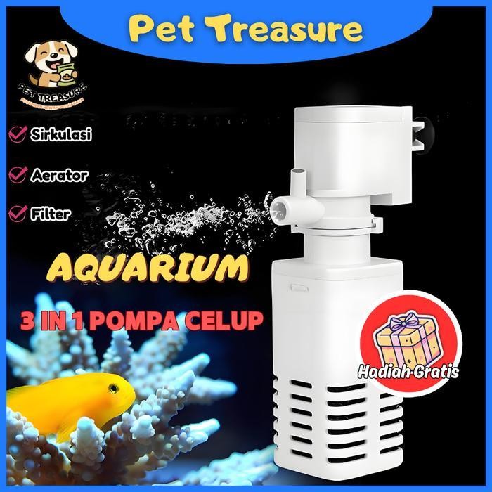 AL Pompa Aquarium Multifungsi dengan Filter Internal Sunyi 5 in 1 Pompa Air Akuarium dengan Cangkir 