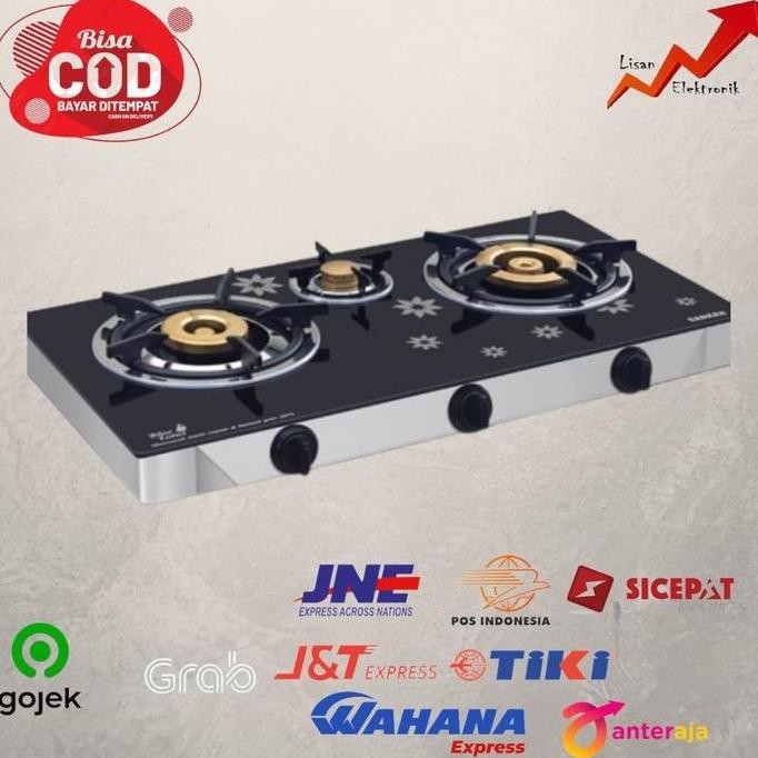 Sanken Sg-533Fs Kompor Gas 3 Tungku Tempered Glass