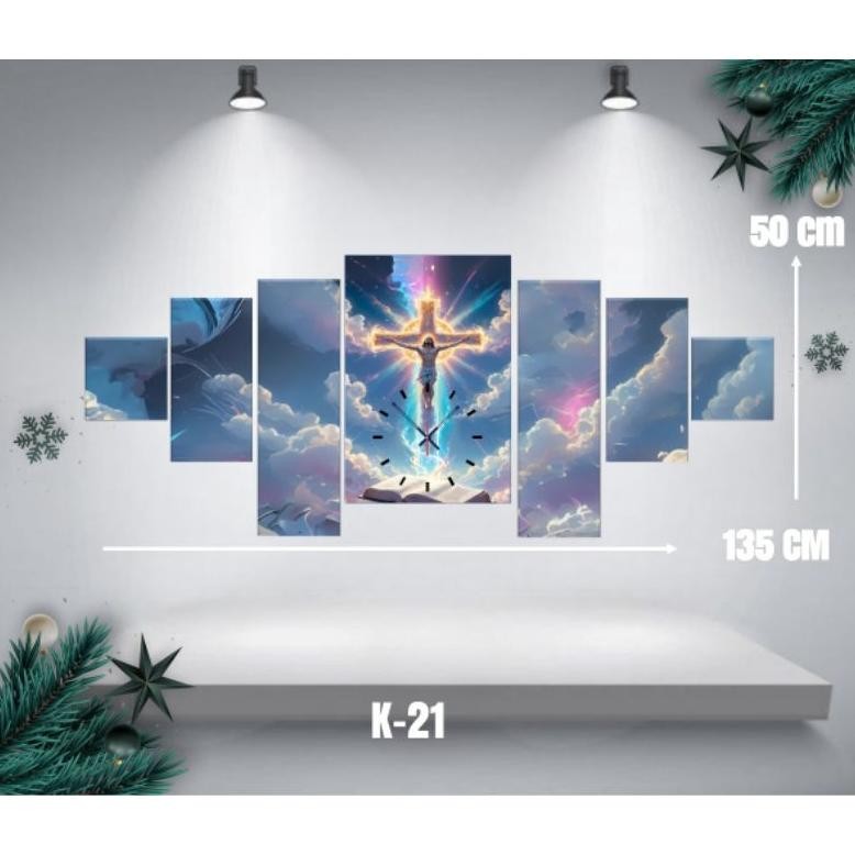 Jam Dinding Jumbo Motif Kristiani/Hadiah Natal/Hiasan Dinding Yesus Nugi