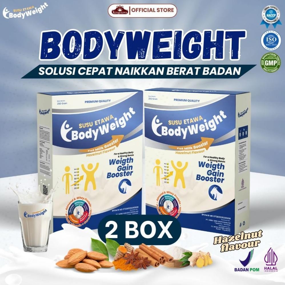 

NO_MORE BodyWeight Susu Kambing Etawa Penambah Badan Susu Etawa Membantu Meningkatkan Nafsu Makan dan Masa Otot Kemasan 250gr Paket 2 Box